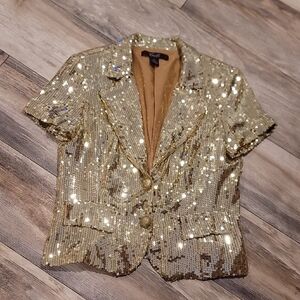 Camille La Vie Gold Sequin Blazer